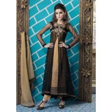 M16011 MEHAK BLACK & BEIGE GEORGETTE PARTY WEAR SUIT 